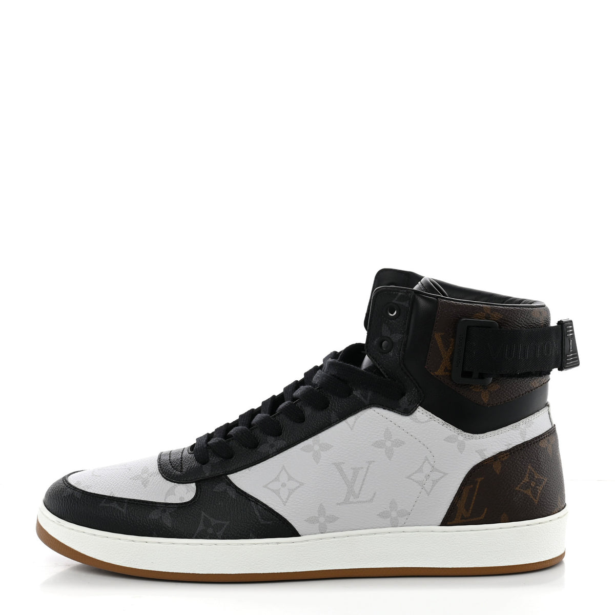 Calfskin Monogram Mens Rivoli High Top Sneakers 10 Black