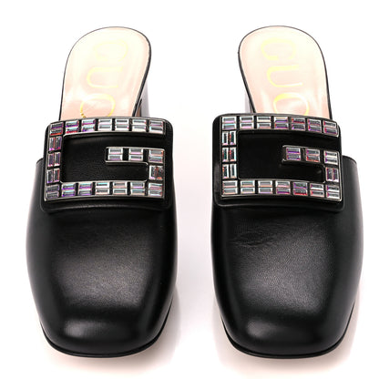 Gucci Malaga Kid Crystal Square G Madelyn 60mm Mules 36.5 Black 2 of 10