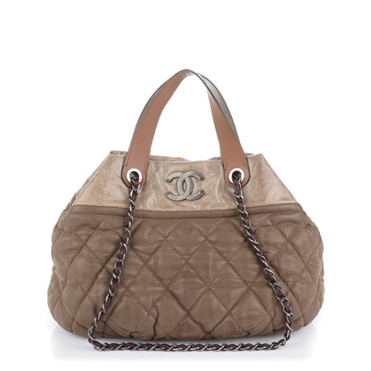 Chanel Iridescent Calfskin Quilted Large In The Mix Tote Khaki 1 of 9