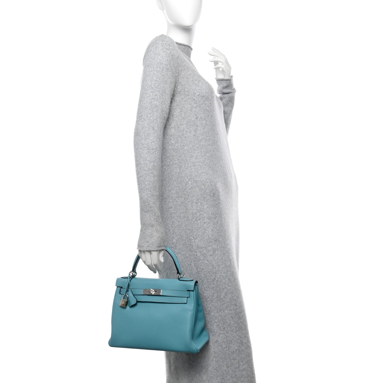 Hermes Taurillon Clemence Kelly Retourne 28 Turquoise 2 of 15