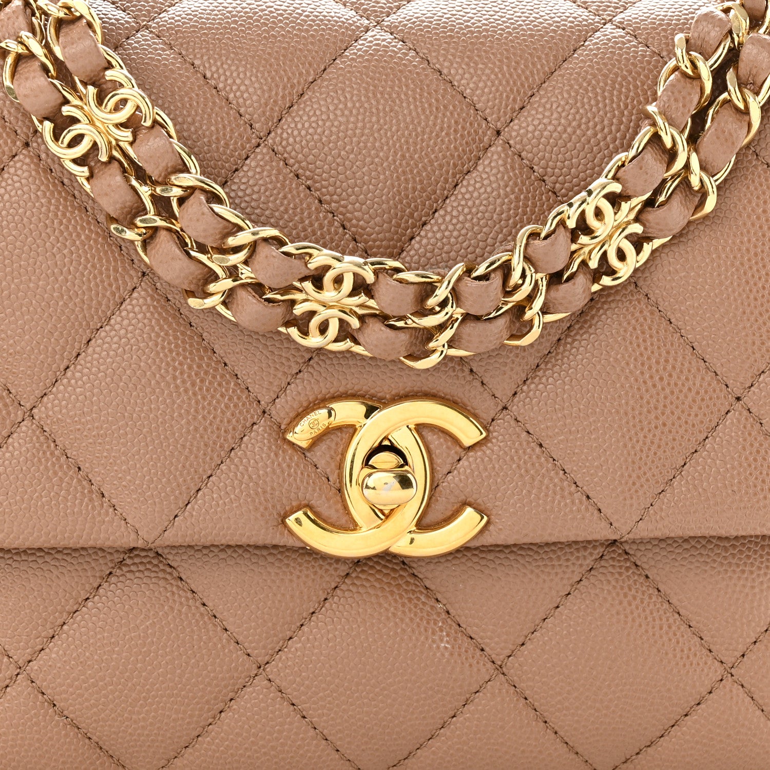 Chanel Caviar Quilted Mini Coco First Flap Beige 8 of 10