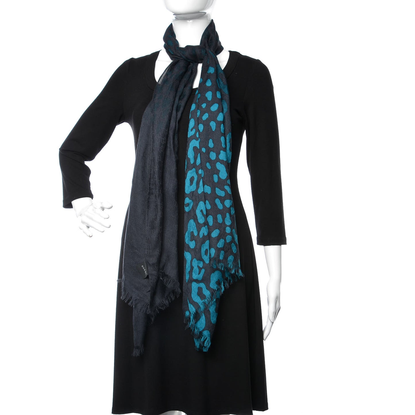 Modal Viscose Monogram Leopard Fringe Scarf Graphite