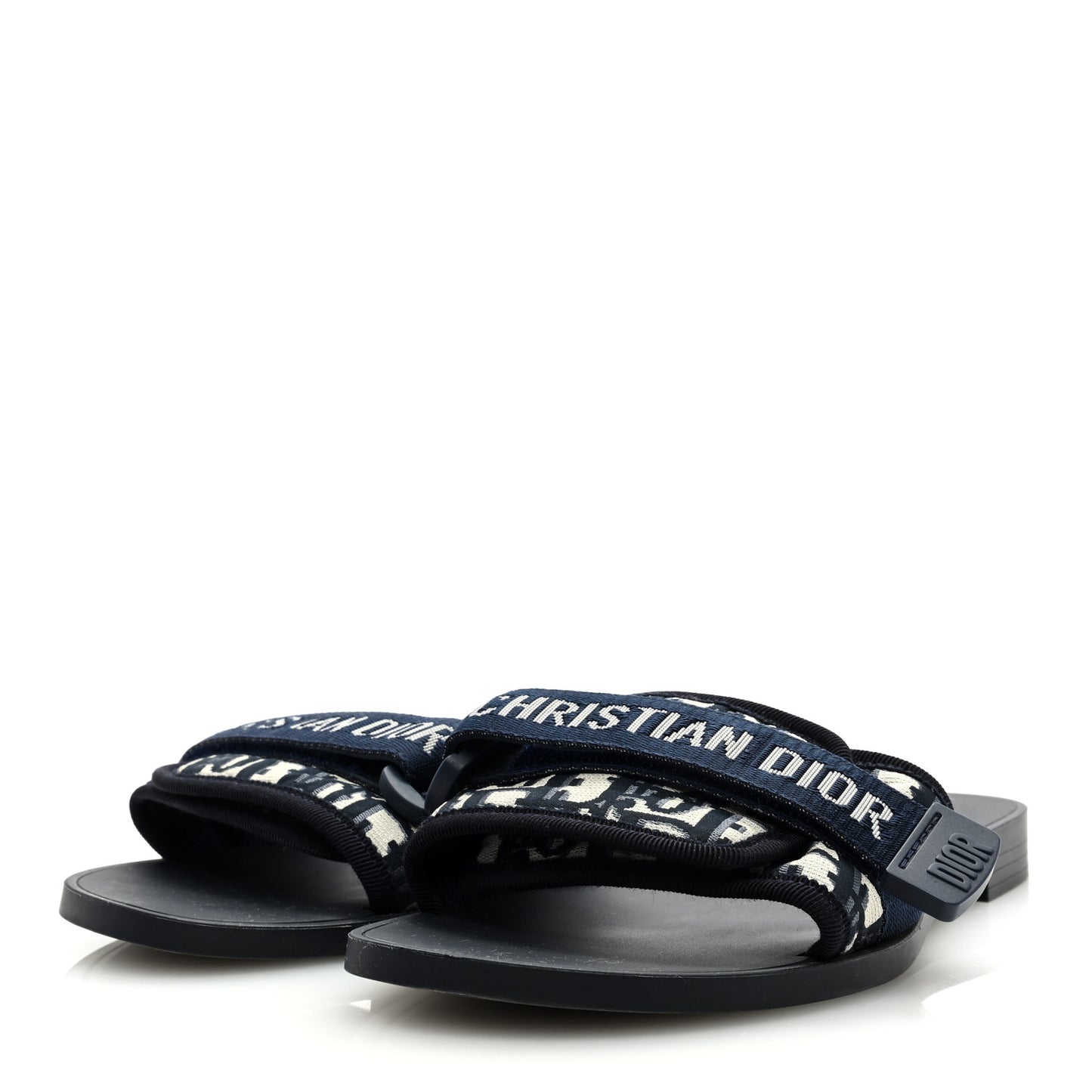 Nylon Oblique Dio(r)evolution Slide Sandals 38 Deep Blue