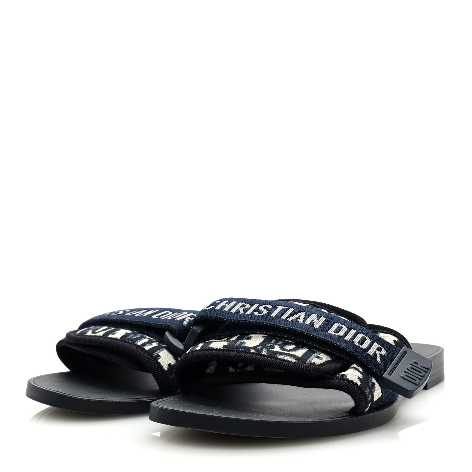 Christian Dior Nylon Oblique Dio(r)evolution Slide Sandals 38 Deep Blue 2 of 8