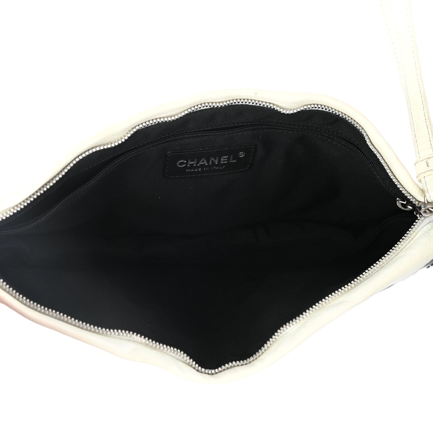 Lambskin Patent Clutch White Black