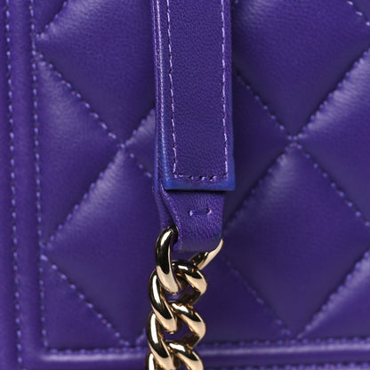 Chanel Lambskin Quilted Boy Wallet On Chain WOC Purple 12 of 12