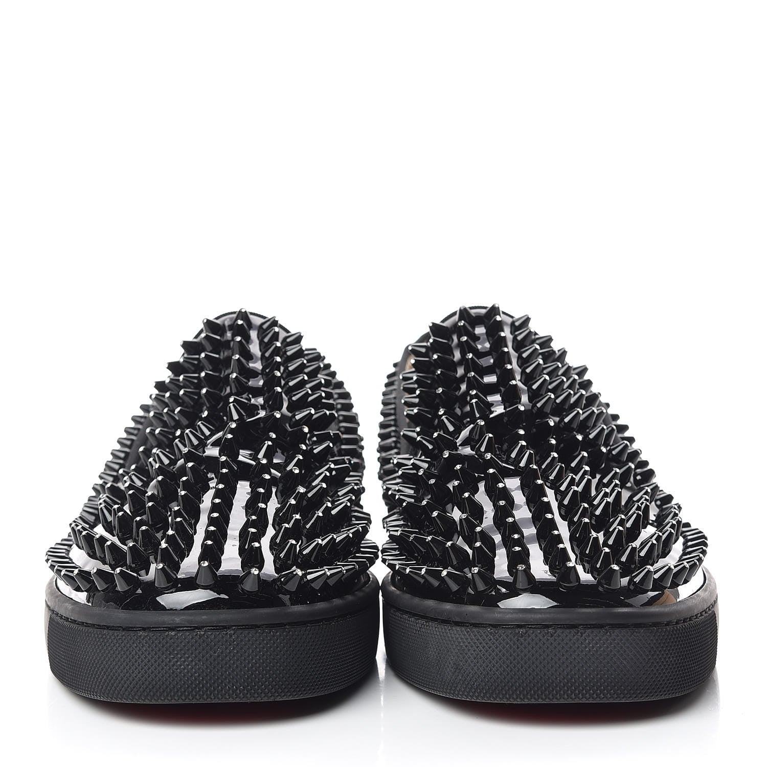 Christian Louboutin Patent Spikes Mens Galactokai Flat 42 Black Lucido 2 of 10