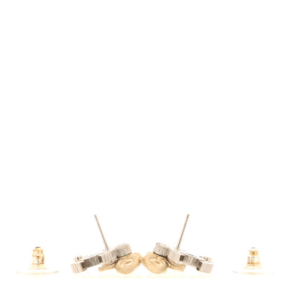 Chanel Crystal CC Bow Earrings Silver Gold 3 of 5