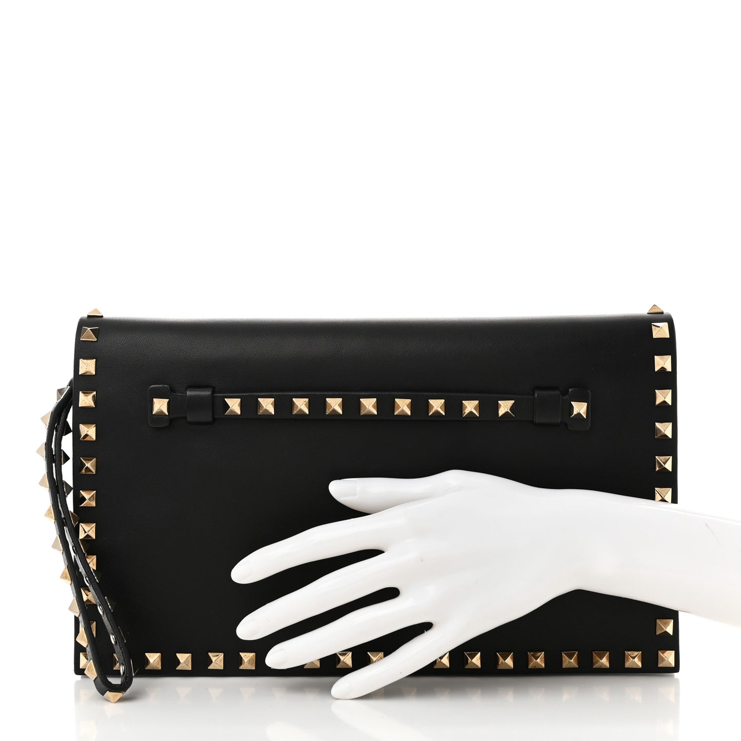 Nappa Rockstud Wristlet Clutch Black