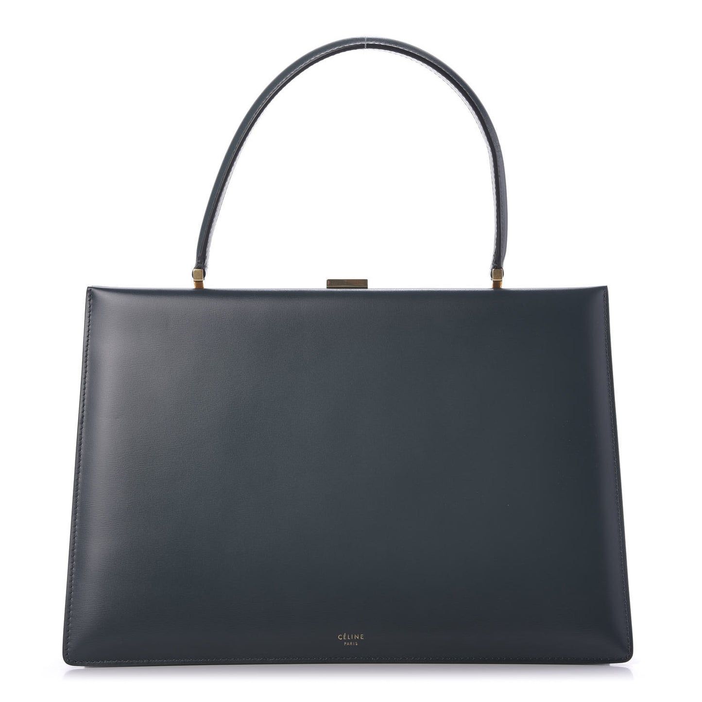 Box Calfskin Medium Clasp Bag Dark Green