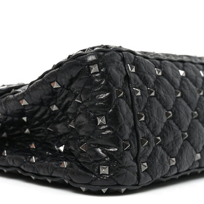 Valentino Garavani Craquele Nappa Large Rockstud Spike Shoulder Bag Black 8 of 9