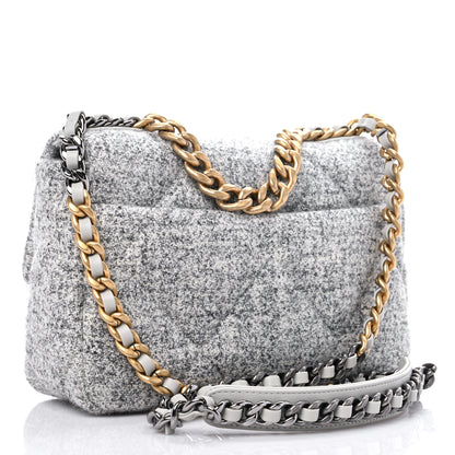 Chanel Tweed Quilted Medium Chanel 19 Flap Grey Ecru 3 of 7