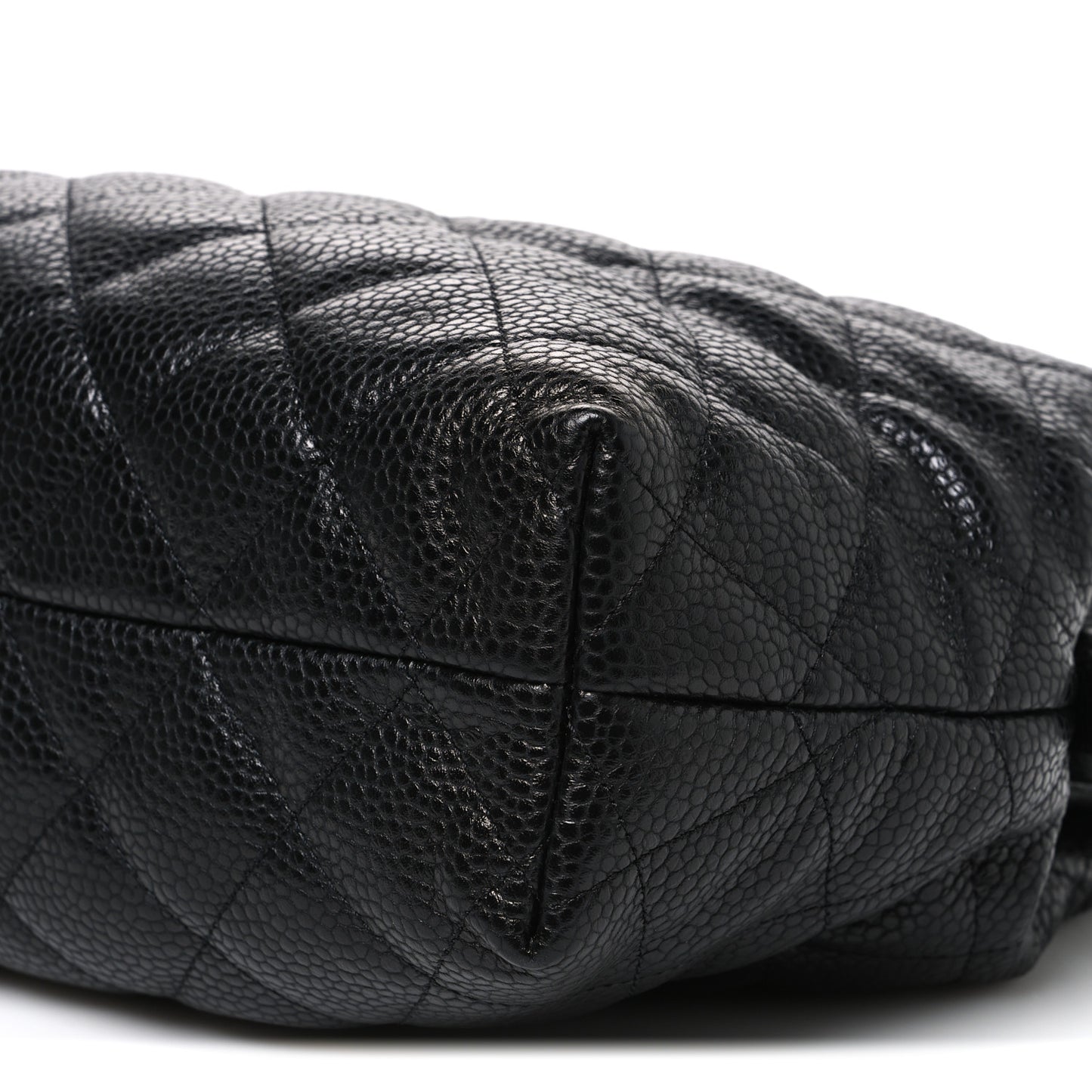 Shiny Caviar Quilted Large Bowling Bag Black Black