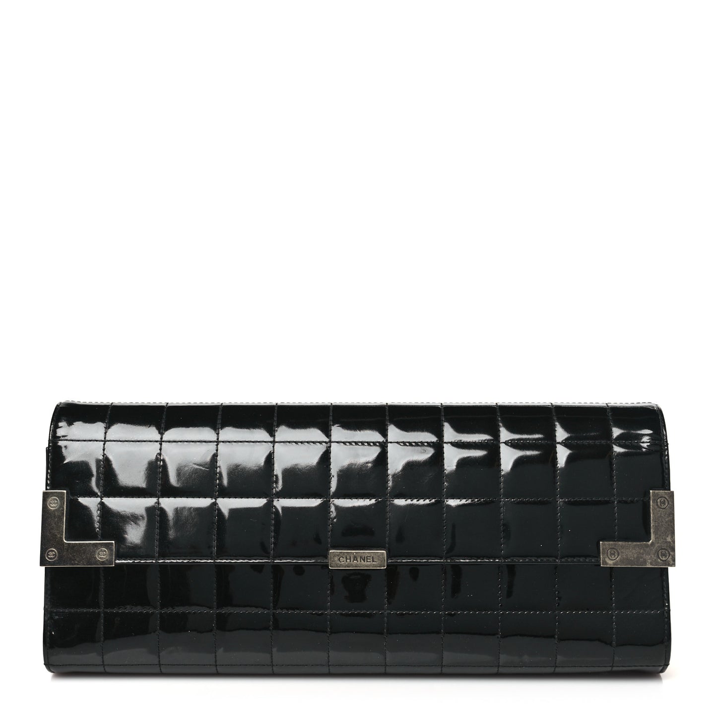 Patent Chocolate Bar Clutch Black