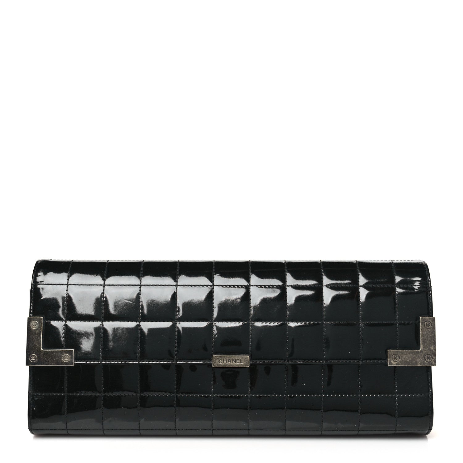 Chanel Patent Chocolate Bar Clutch Black 1 of 10