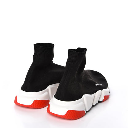 Balenciaga Neoprene Knit Womens Speed Sneakers 40 Black White Red 4 of 6