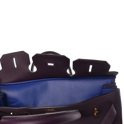 Hermes Togo Horseshoe Birkin 35 Raisin Bleu Electrique 15 of 30