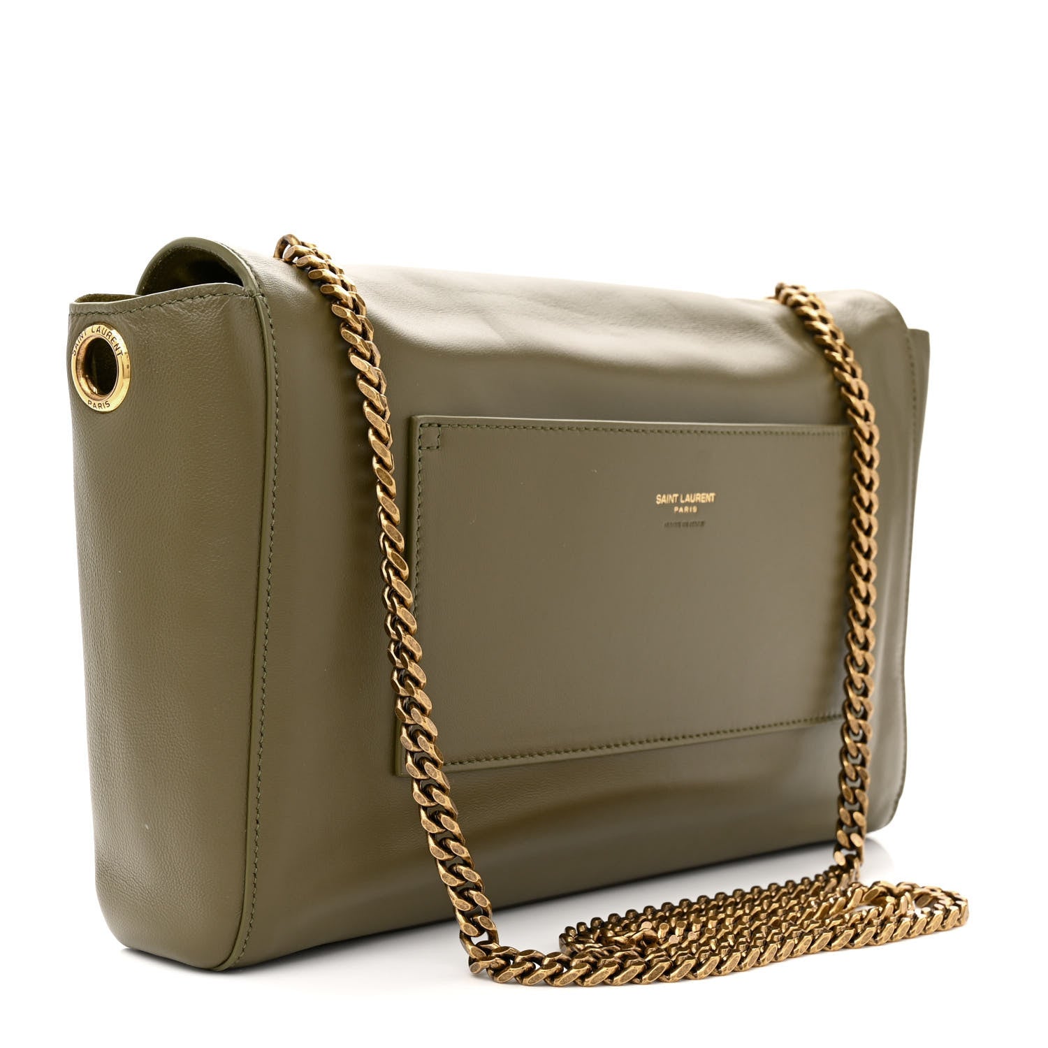 Saint Laurent Smooth Calfskin Suede Medium Reversible Monogram Kate Satchel Loden Green 4 of 17