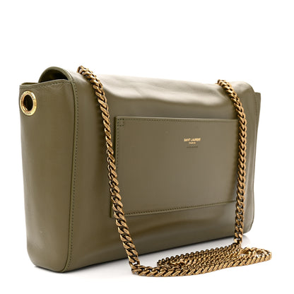 Saint Laurent Smooth Calfskin Suede Medium Reversible Monogram Kate Satchel Loden Green 4 of 17