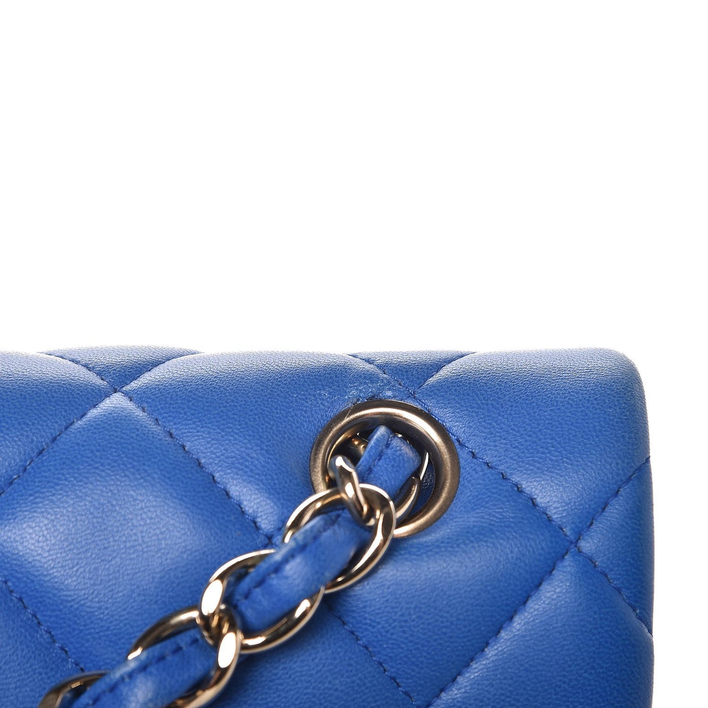Lambskin Quilted Jumbo Double Flap Blue