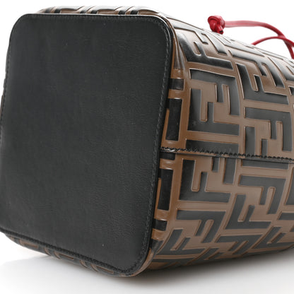 Fendi Vitello Grace F is Fendi Bi-Color FF 1974 Embossed Grande Mon Tresor Bucket Bag Maya Black Fragola 10 of 10