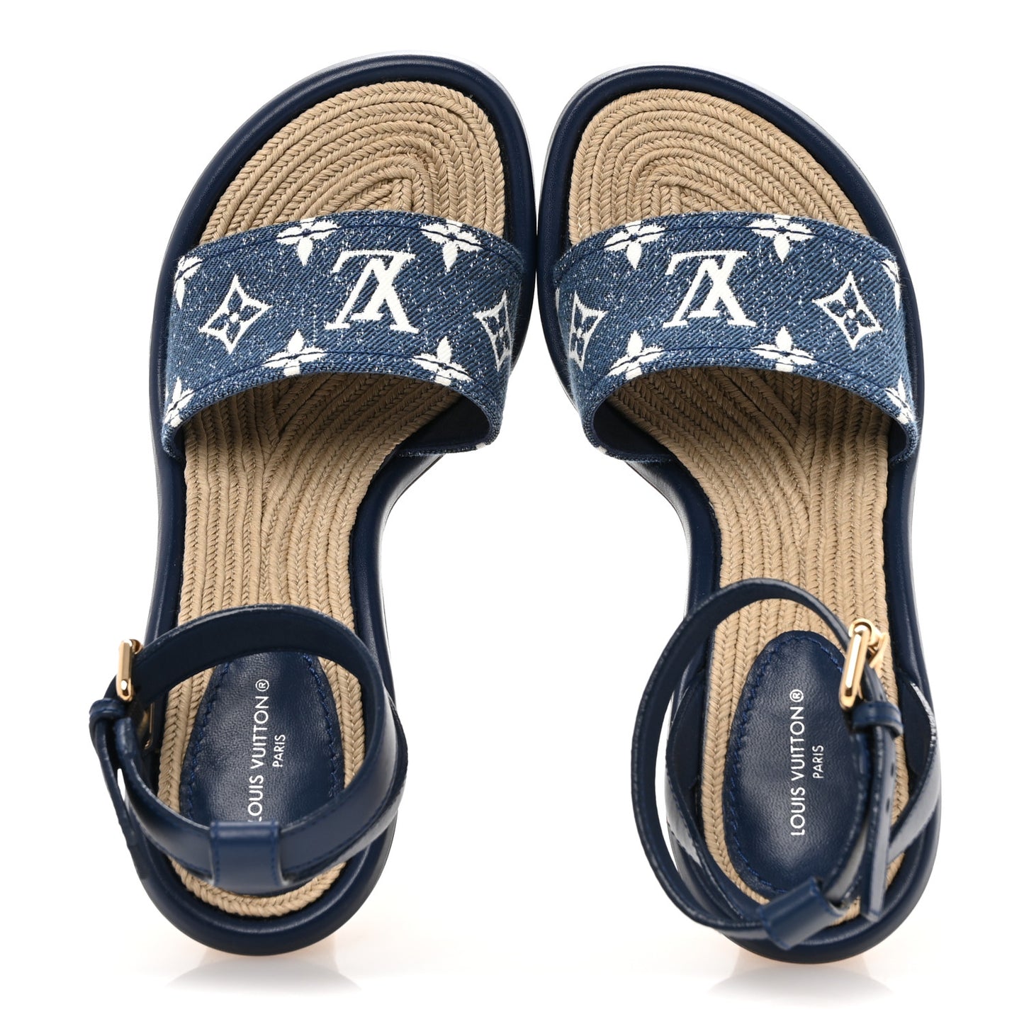 Monogram Denim Maia Wedge Sandal 37