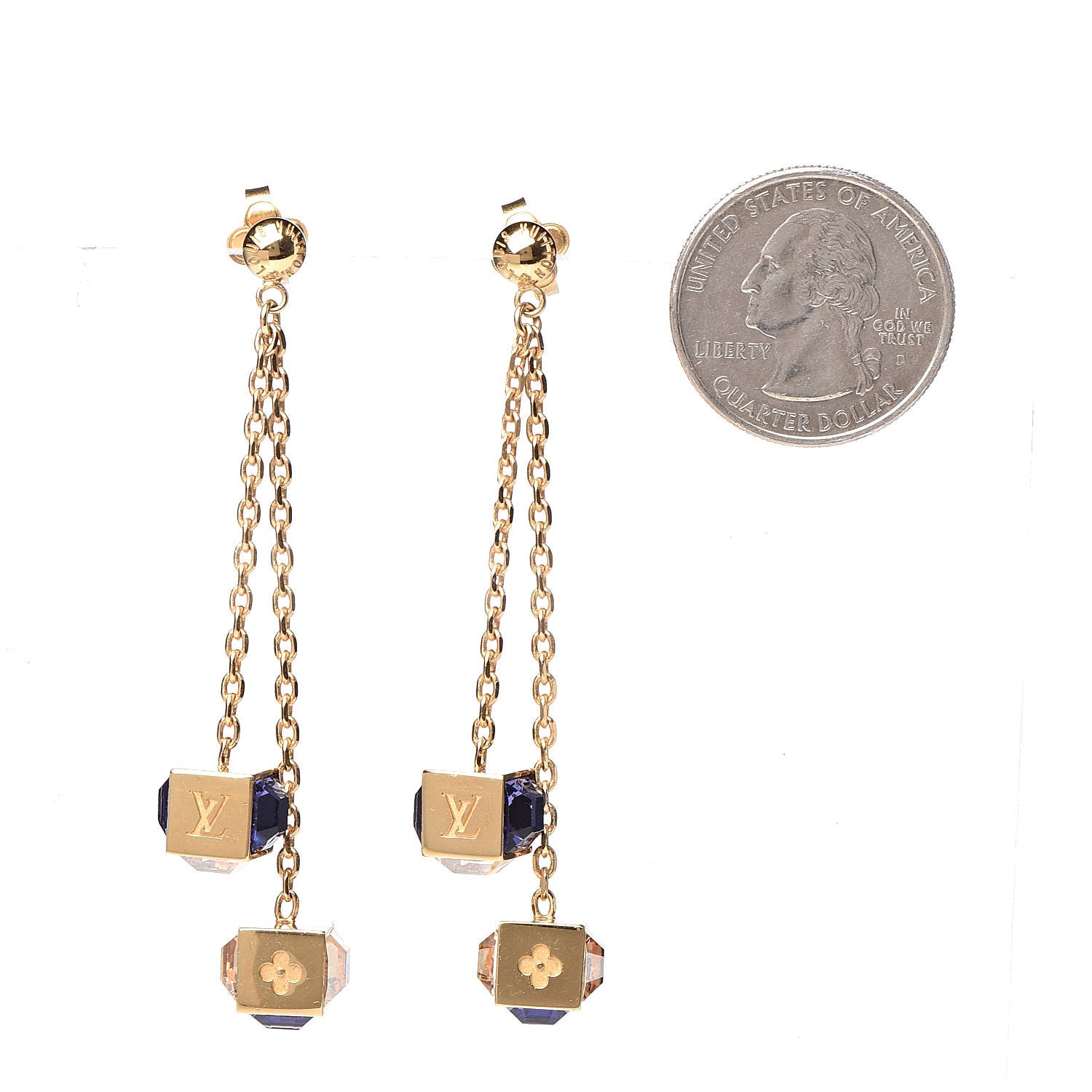 Louis Vuitton Swarovski Gamble Earrings Azur Gold 2 of 4