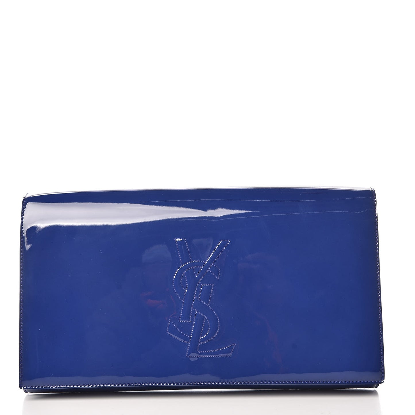 Patent Calfskin Monogram Large Belle De Jour Clutch Royal Blue