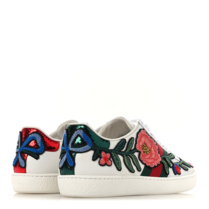 Gucci Calfskin Web Floral Embroidered Womens Ace Sneakers 35 White 5 of 11