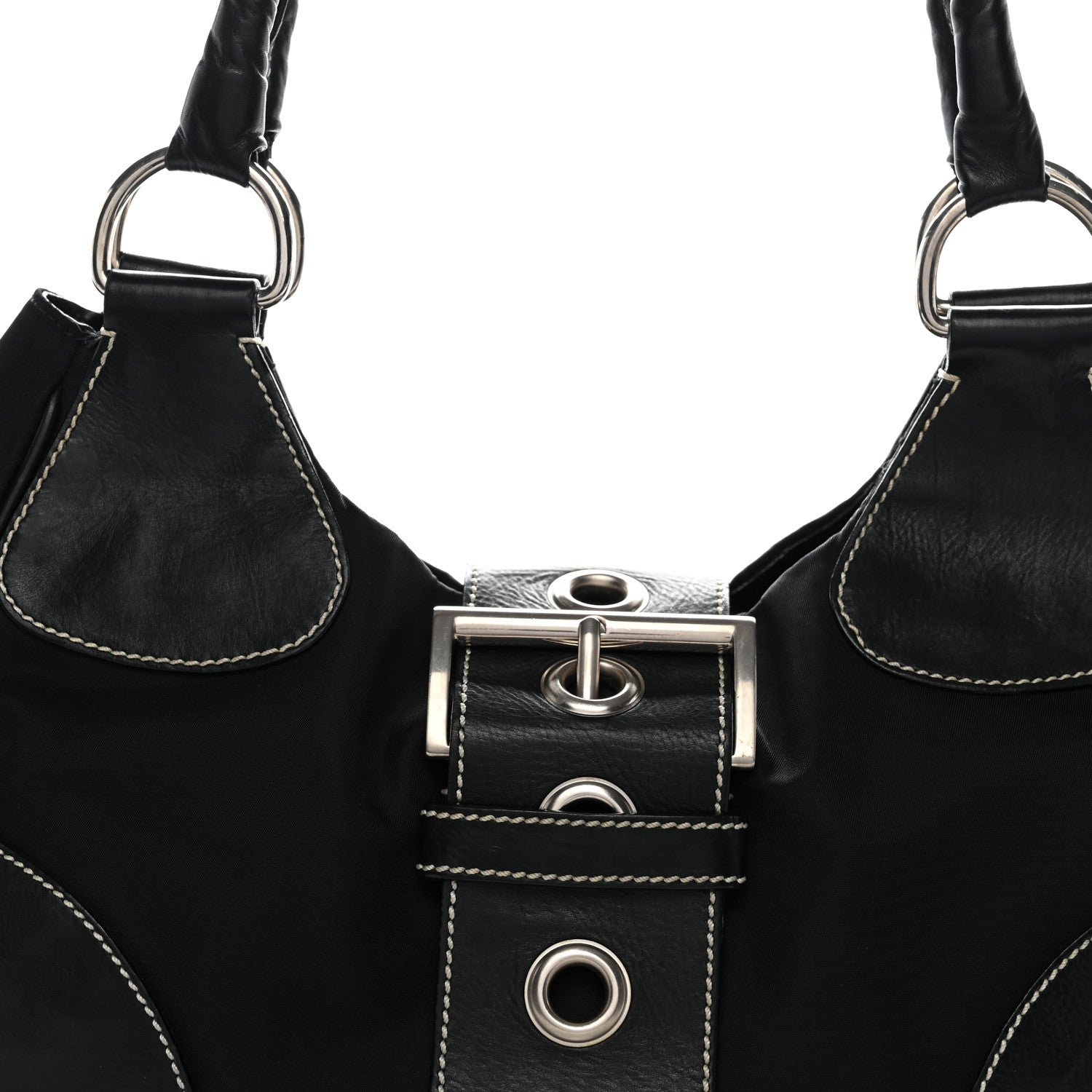 Prada Tessuto Nylon Moon Shoulder Bag Black 8 of 12