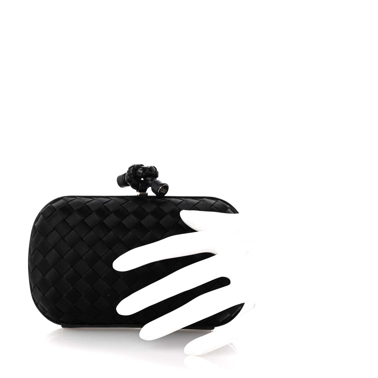 Satin Intreccio Impero Knot Clutch Black
