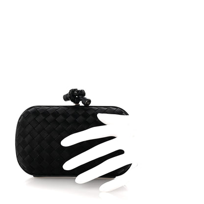 Bottega Veneta Satin Intreccio Impero Knot Clutch Black 2 of 6