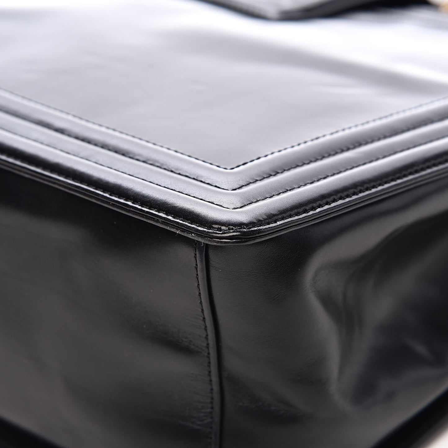 Glazed Calfskin Boy Tote Black