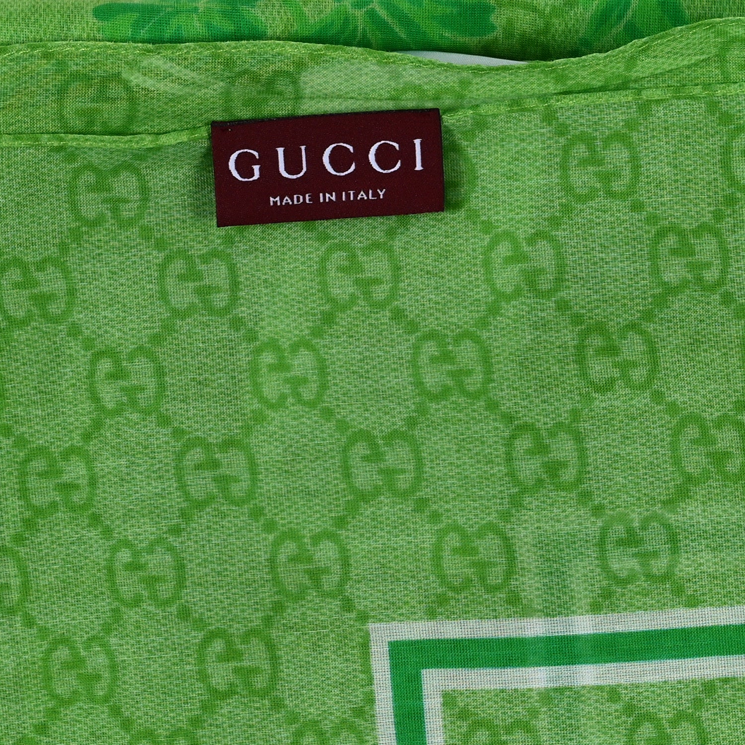 Gucci Silk Floral Square Scarf Green 3 of 3