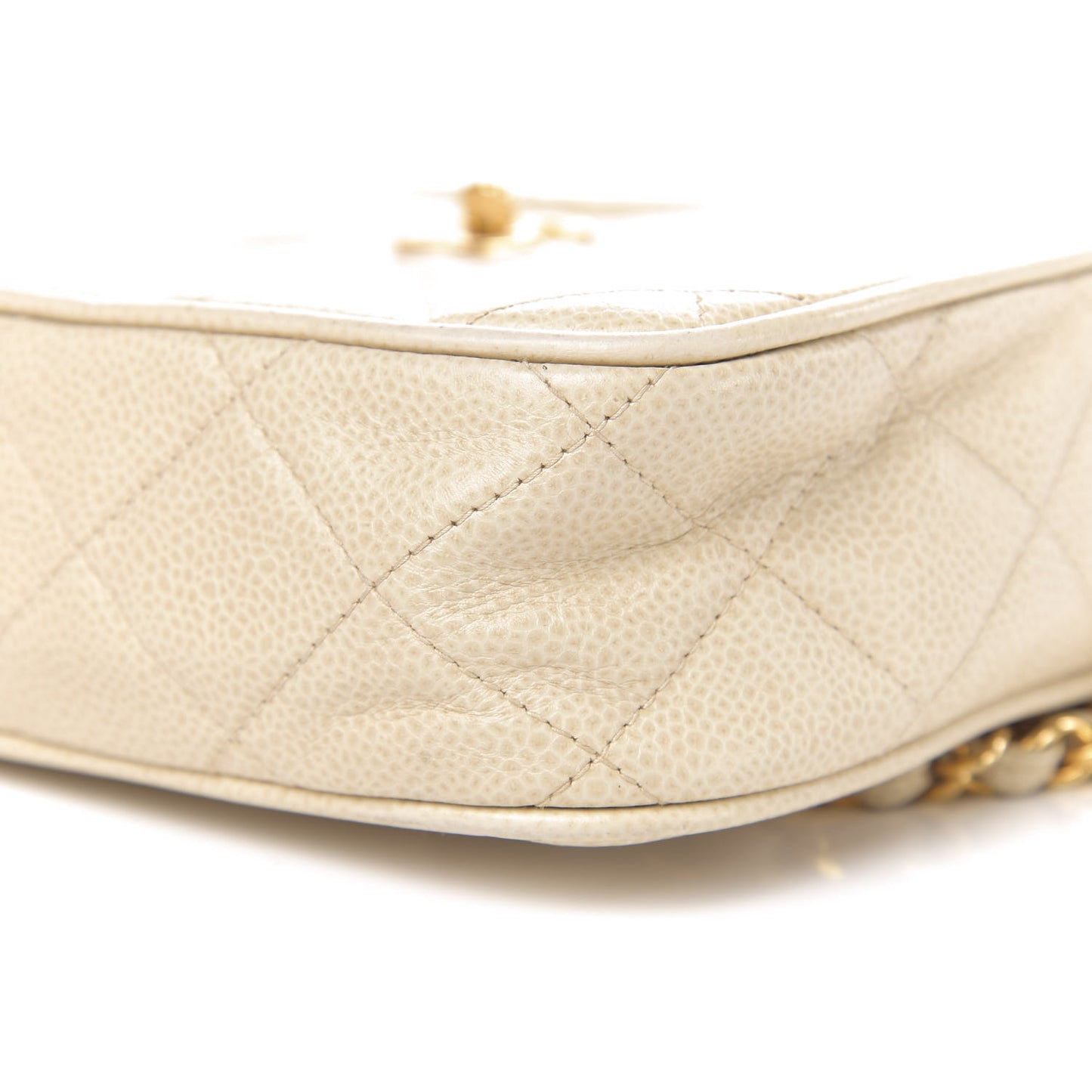 Caviar Quilted Camera Case Beige Clair