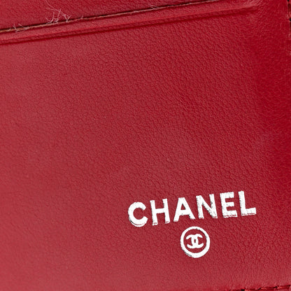 Chanel Lambskin Camellia Embossed Flap Wallet Red 6 of 11