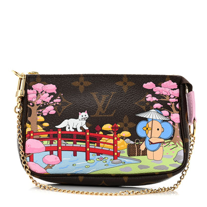 Louis Vuitton Monogram 2021 Christmas Animation Japanese Garden Mini Pochette Accessories Wisteria Pink 1 of 9