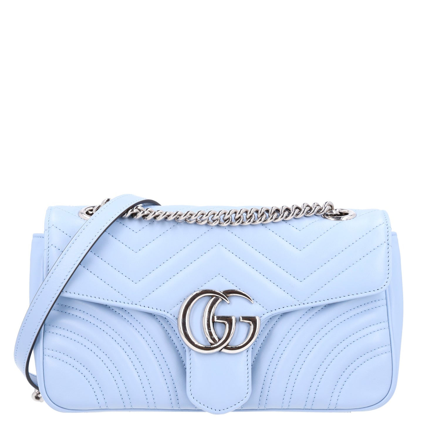 Calfskin Matelasse Small GG Marmont Shoulder Bag Porcelain Light Blue