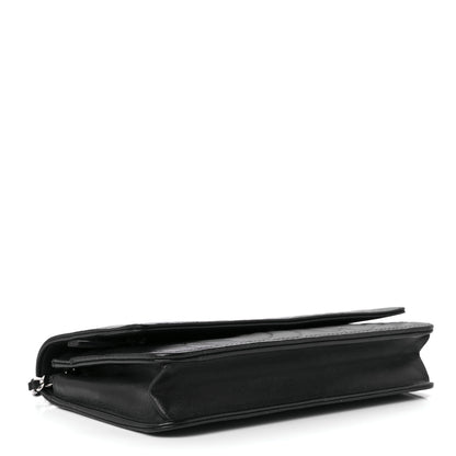 Chanel Lambskin Camellia Embossed Wallet on Chain WOC Black 4 of 12