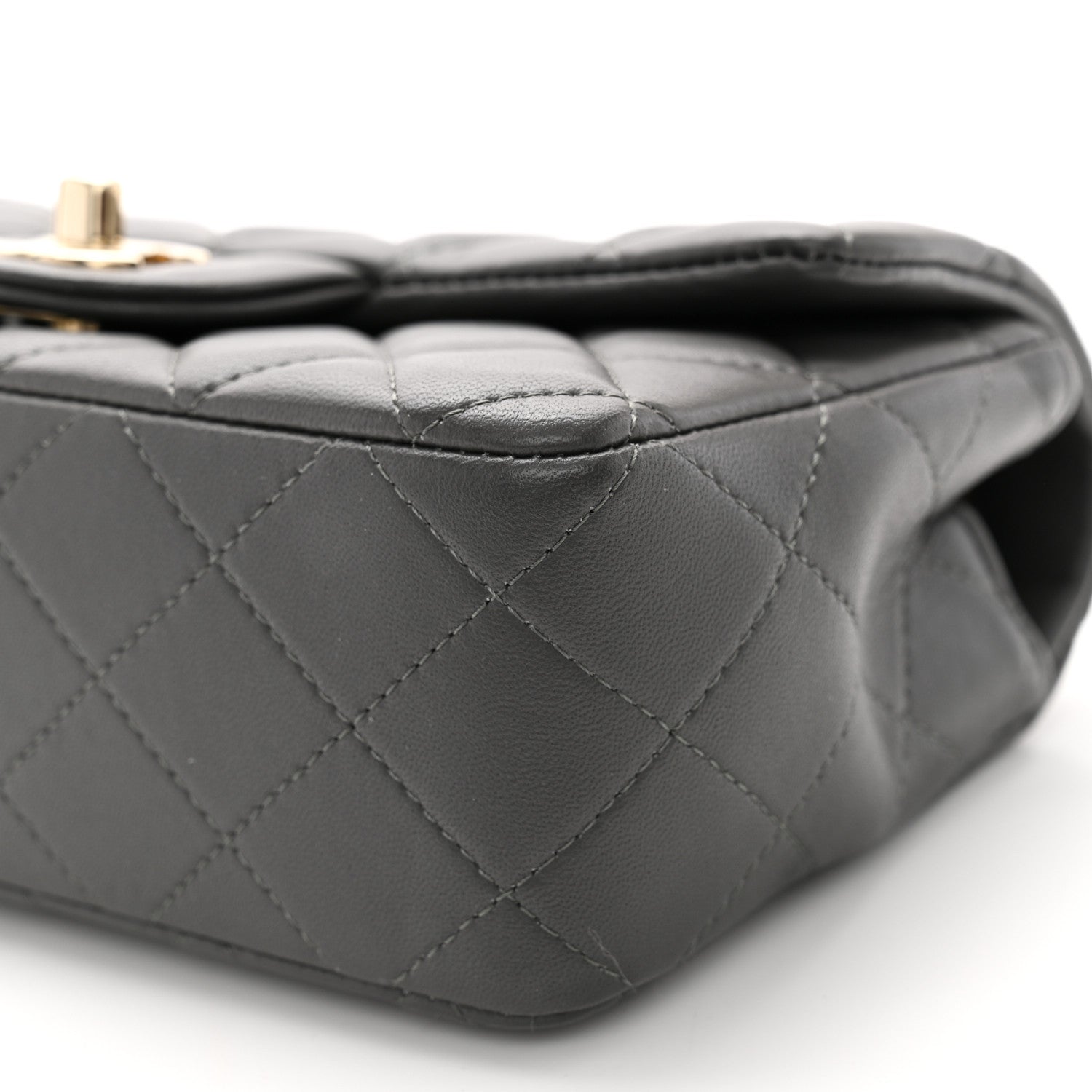 Chanel Lambskin Quilted Mini Rectangular Flap Dark Grey 10 of 11
