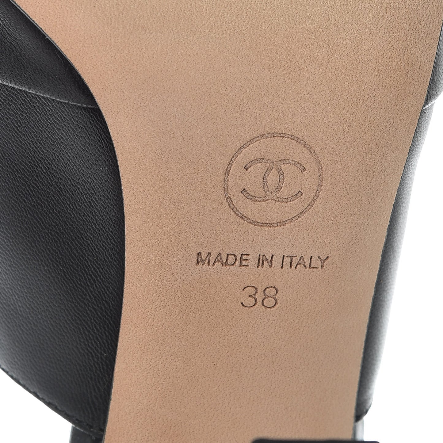 Lambskin Cap Toe CC Mules 38 Black