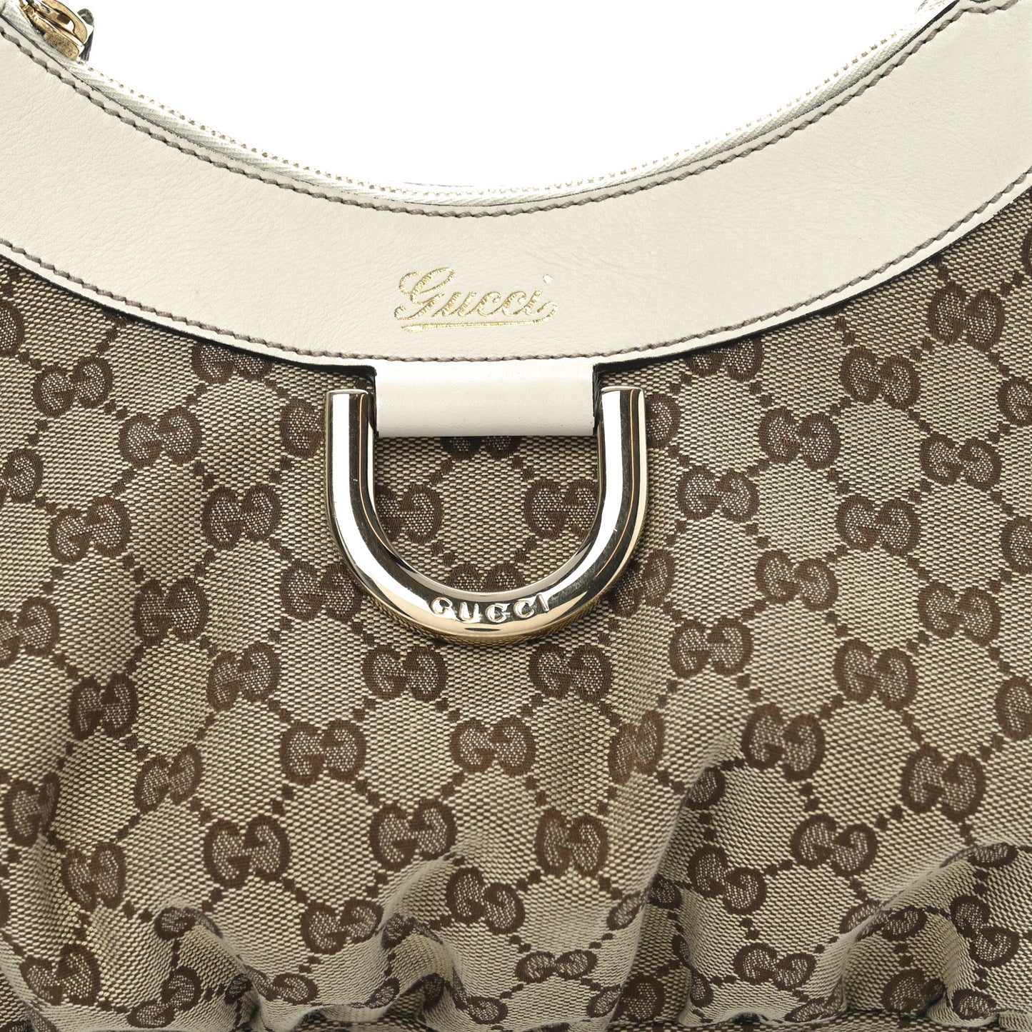 Monogram Medium D Gold Ring Hobo White