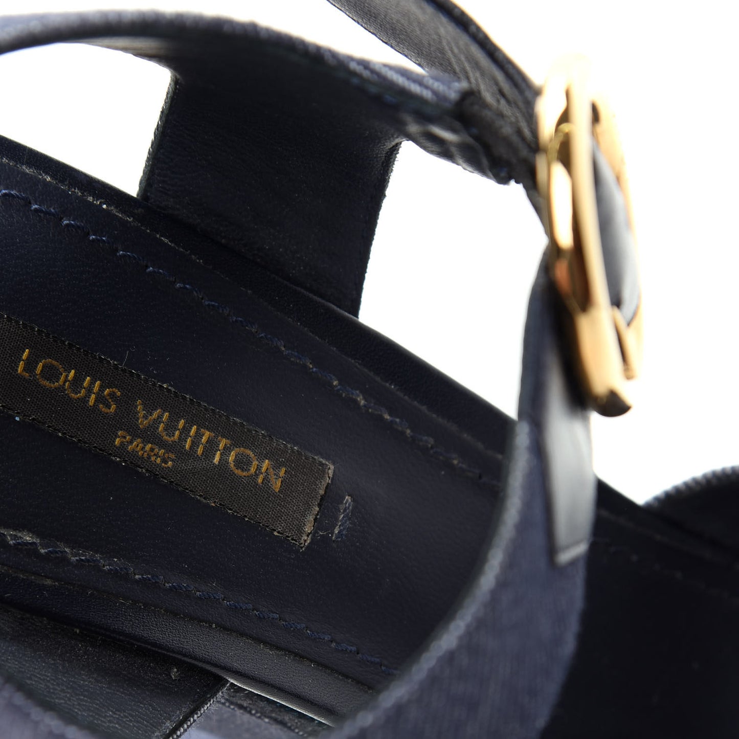 Canvas Blue Shore Wedge Sandal 36 Marine
