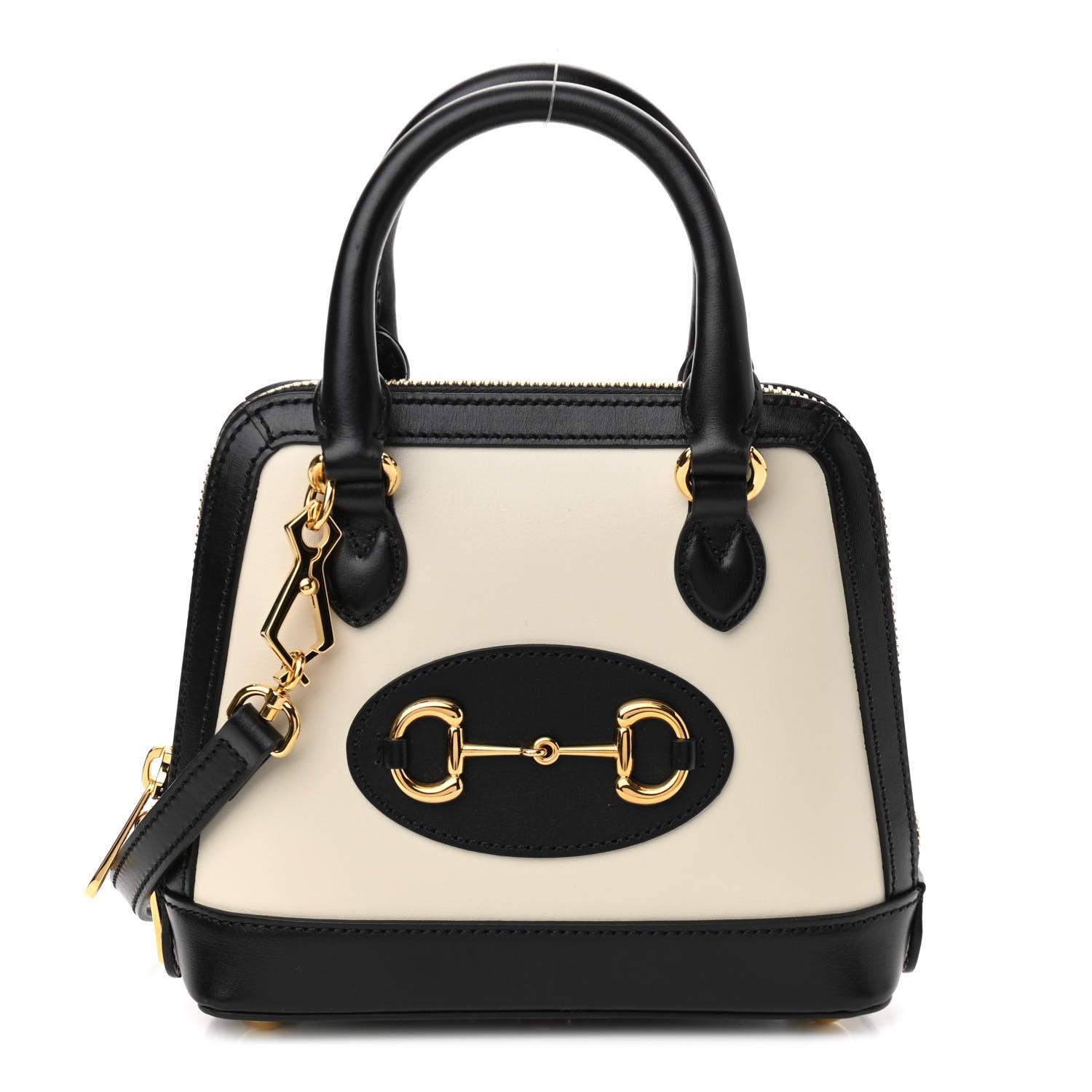 Gucci Boarded Plutone Calfskin Bi-Color Mini Horsebit 1955 Top Handle Bag Mystic White Black 1 of 10