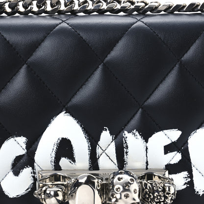 Alexander McQueen Lambskin Quilted Graffiti Knuckle Shoulder Bag Black 8 of 10