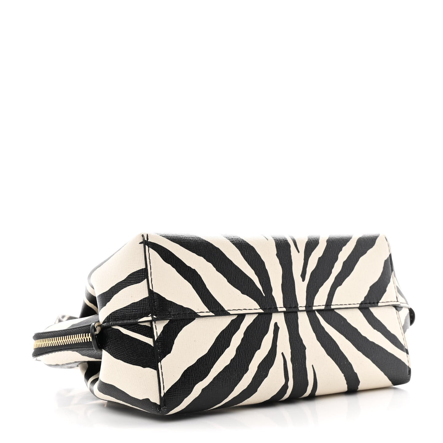 Saffiano Zebra Print Mini M Frame Bag Black White