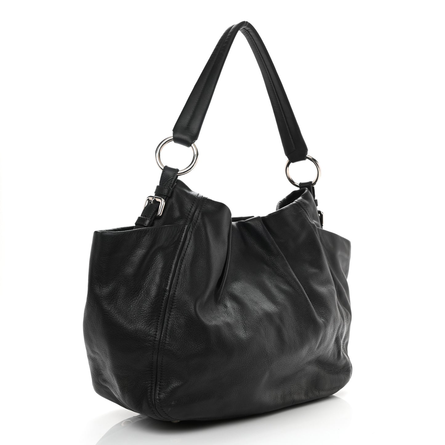 Vitello Daino Side Pocket Hobo Black