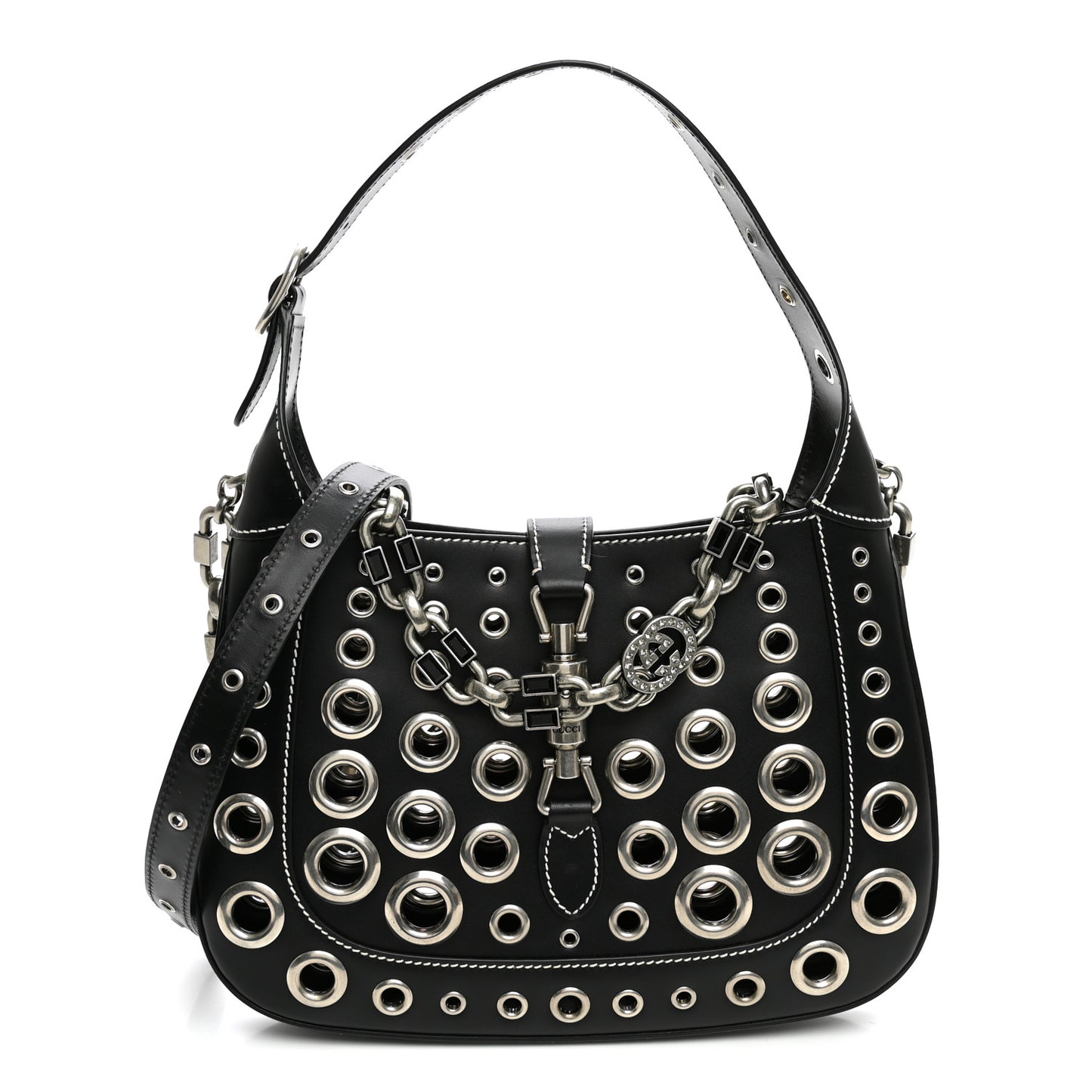 Calfskin Ha Ha Ha Jackie 1961 Eyelet Hobo Black