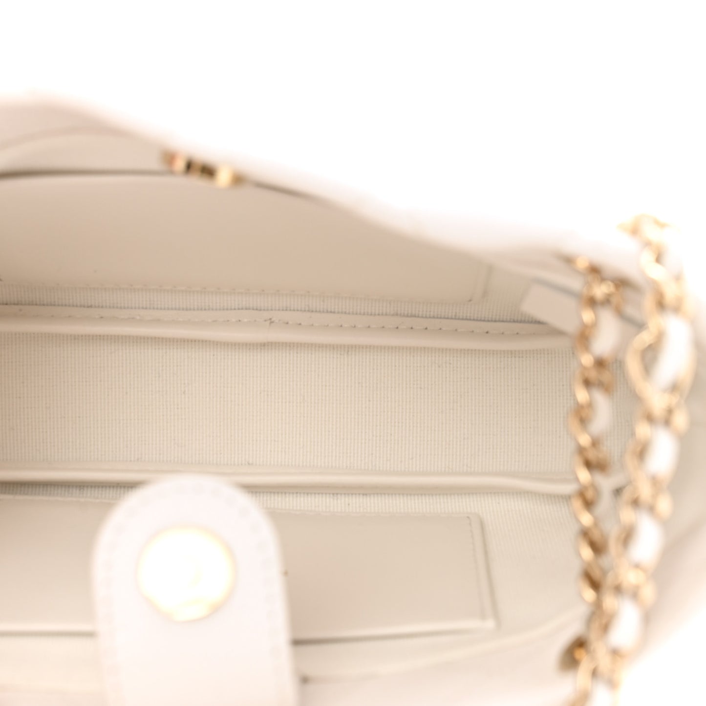 Caviar Quilted Classic Clutch Tote With Chain White