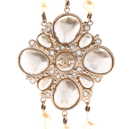 Chanel Graduated Pearl Crystal CC Multi Strand Necklace Gold 5 of 10